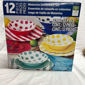 12 pc melamine plastic dinnerware set